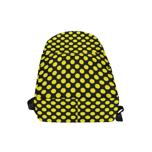 Yellow Polka Dots on Black Unisex Classic Backpack (Model 1673)
