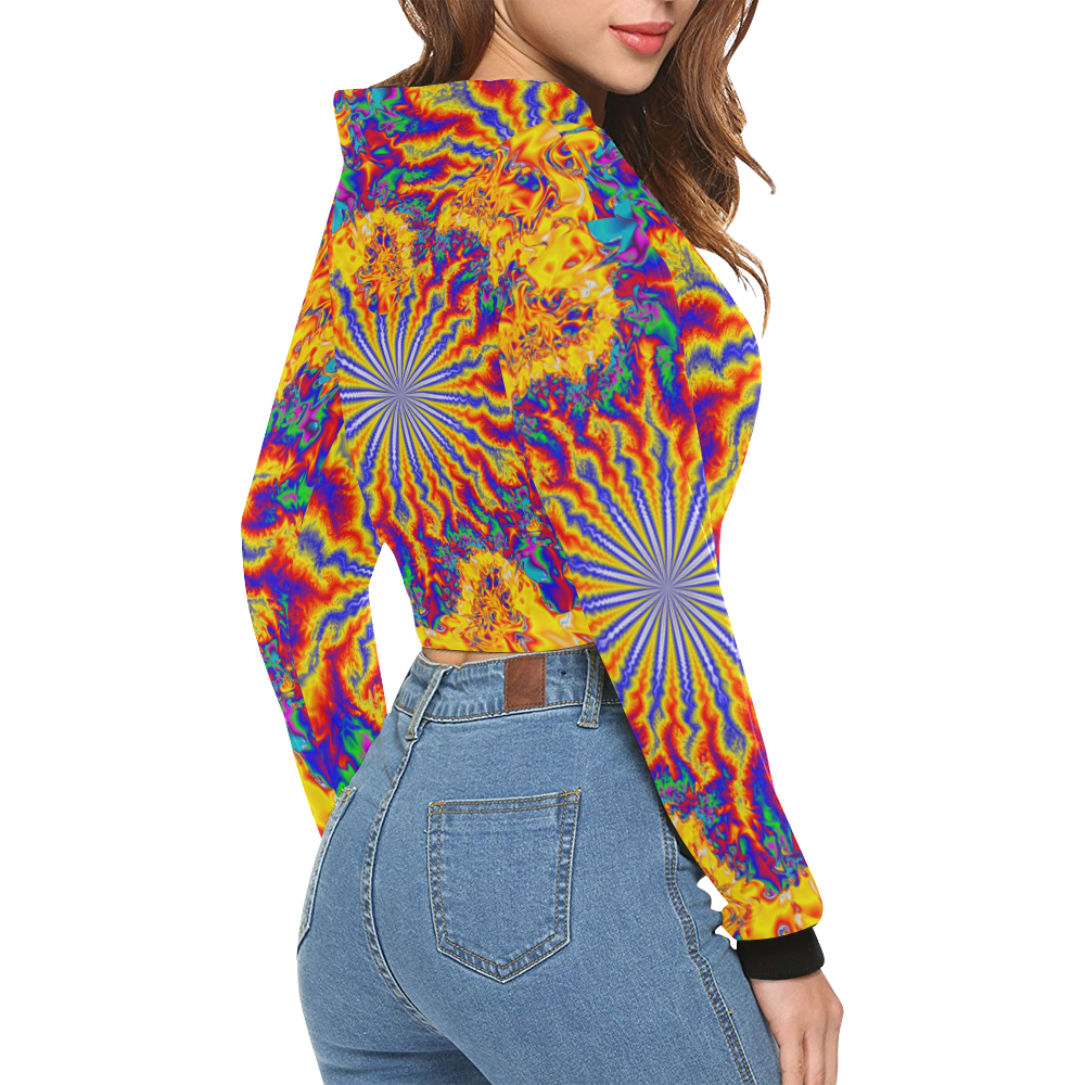 Chaos All Over Print Crop Hoodie for Women (Model H22)