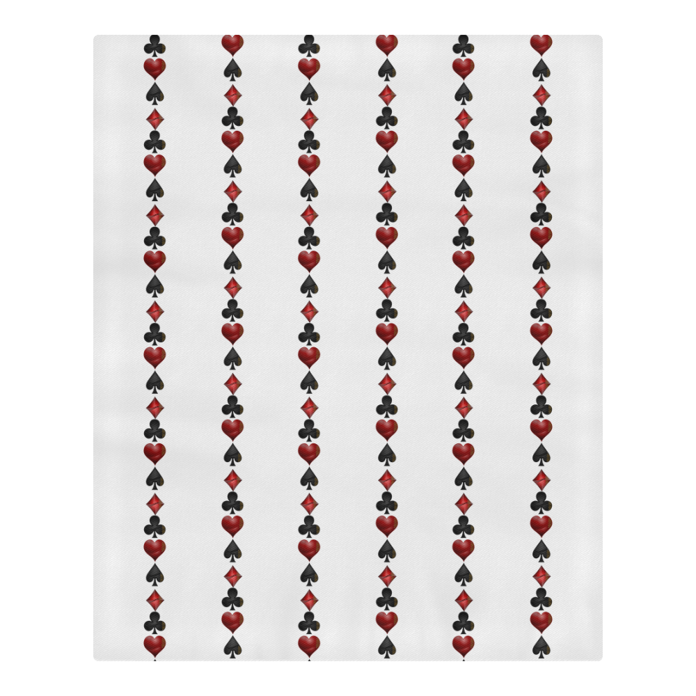 Las Vegas  Black and Red Casino Poker Card Shapes on White 3-Piece Bedding Set