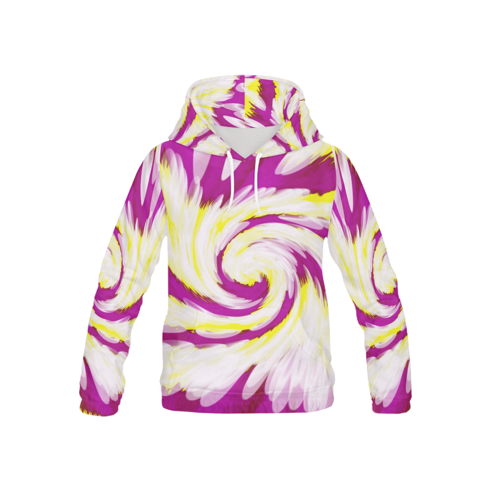 Pink Yellow Tie Dye Swirl Abstract All Over Print Hoodie for Kid (USA Size) (Model H13)