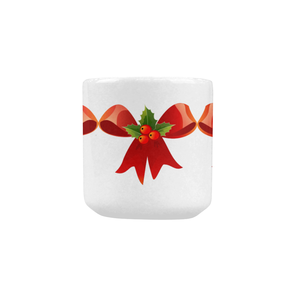Red Christmas Bows and Holly Heart-shaped Morphing Mug