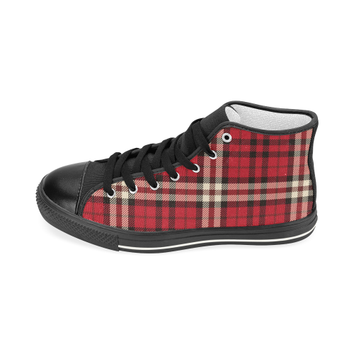 stripe red Men’s Classic High Top Canvas Shoes (Model 017)