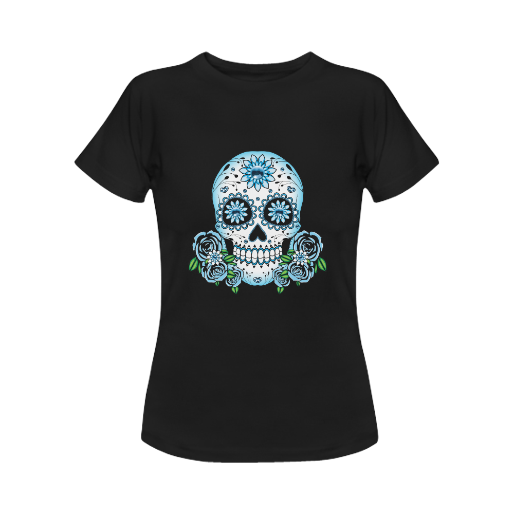 Blue Sugar Skull Women's Classic T-Shirt (Model T17）