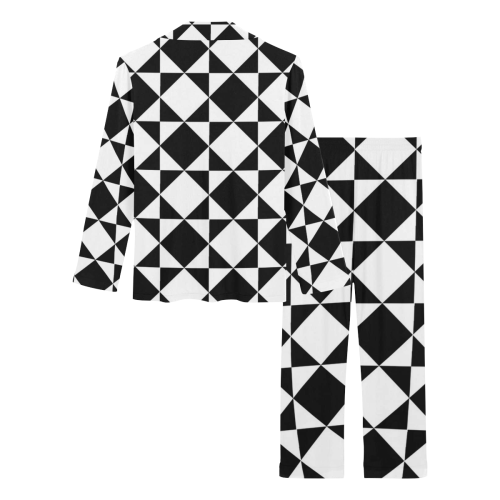 Black And White Diamond Women's Long Pajama Set