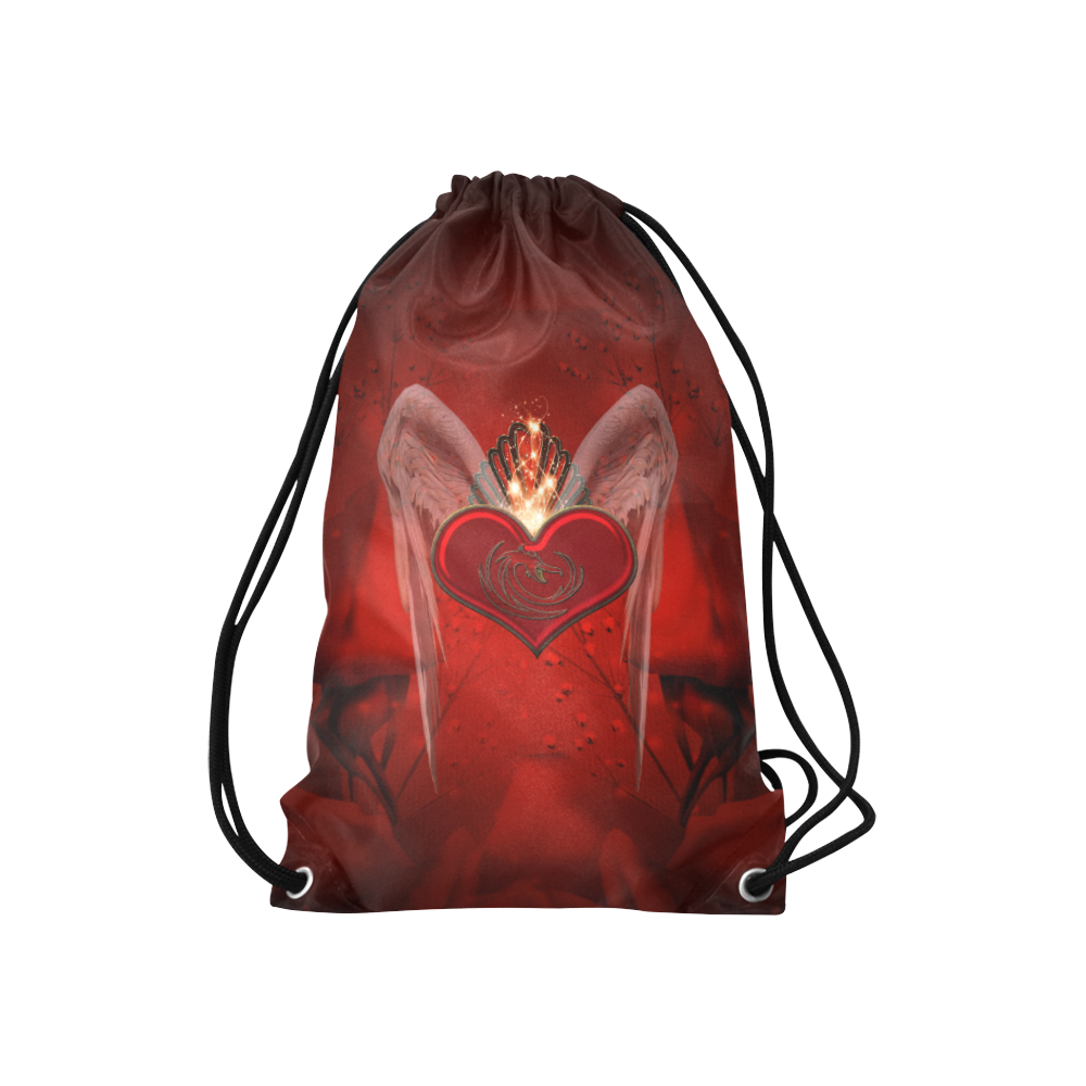 Heart with wings Small Drawstring Bag Model 1604 (Twin Sides) 11"(W) * 17.7"(H)