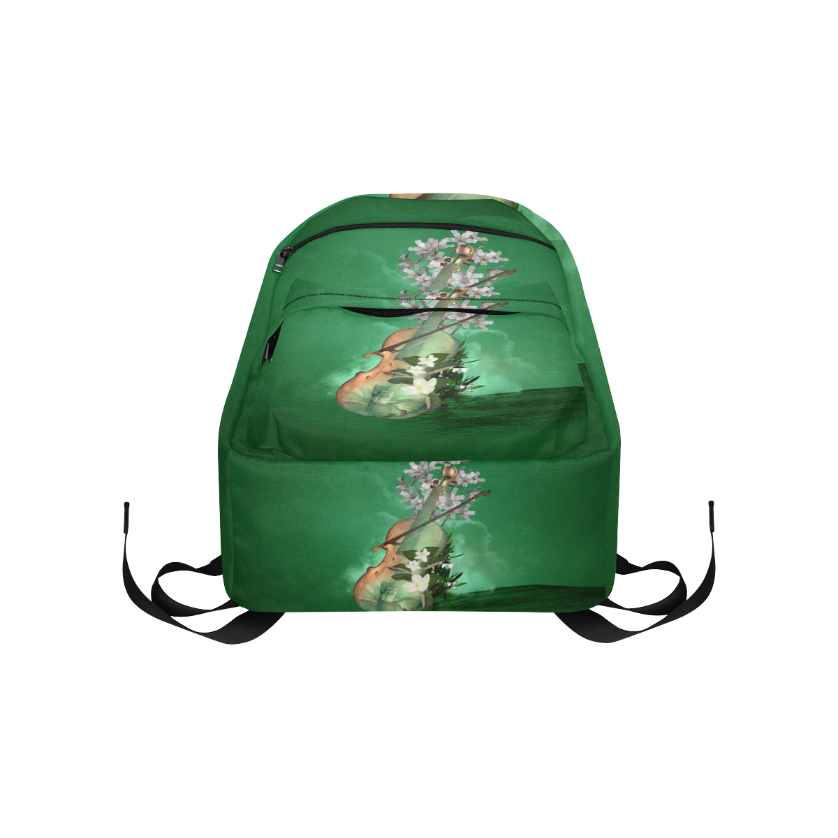 Violin with flowers Large Capacity Travel Backpack (Model 1691)