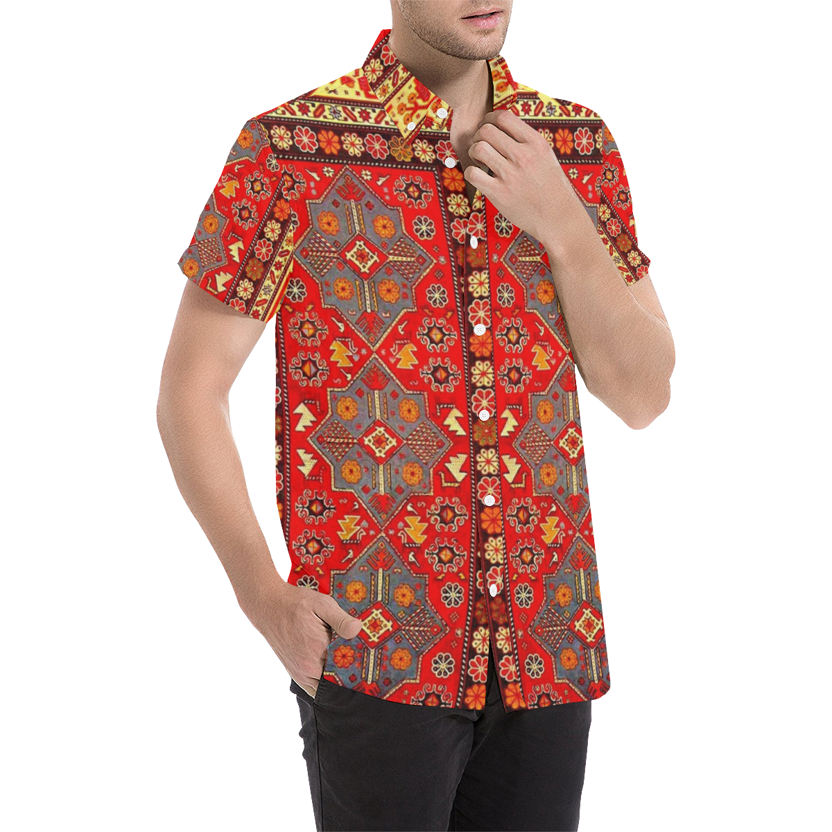 Azerbaijan Pattern 5 Men's All Over Print Short Sleeve Shirt (Model T53)