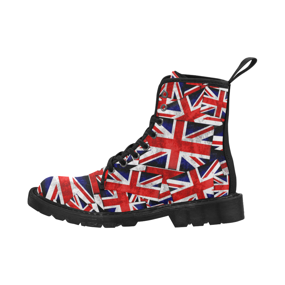 Union Jack British UK Flag Martin Boots for Women (Black) (Model 1203H)