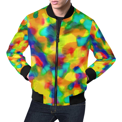 Colorful watercolors texture All Over Print Bomber Jacket for Men (Model H19)
