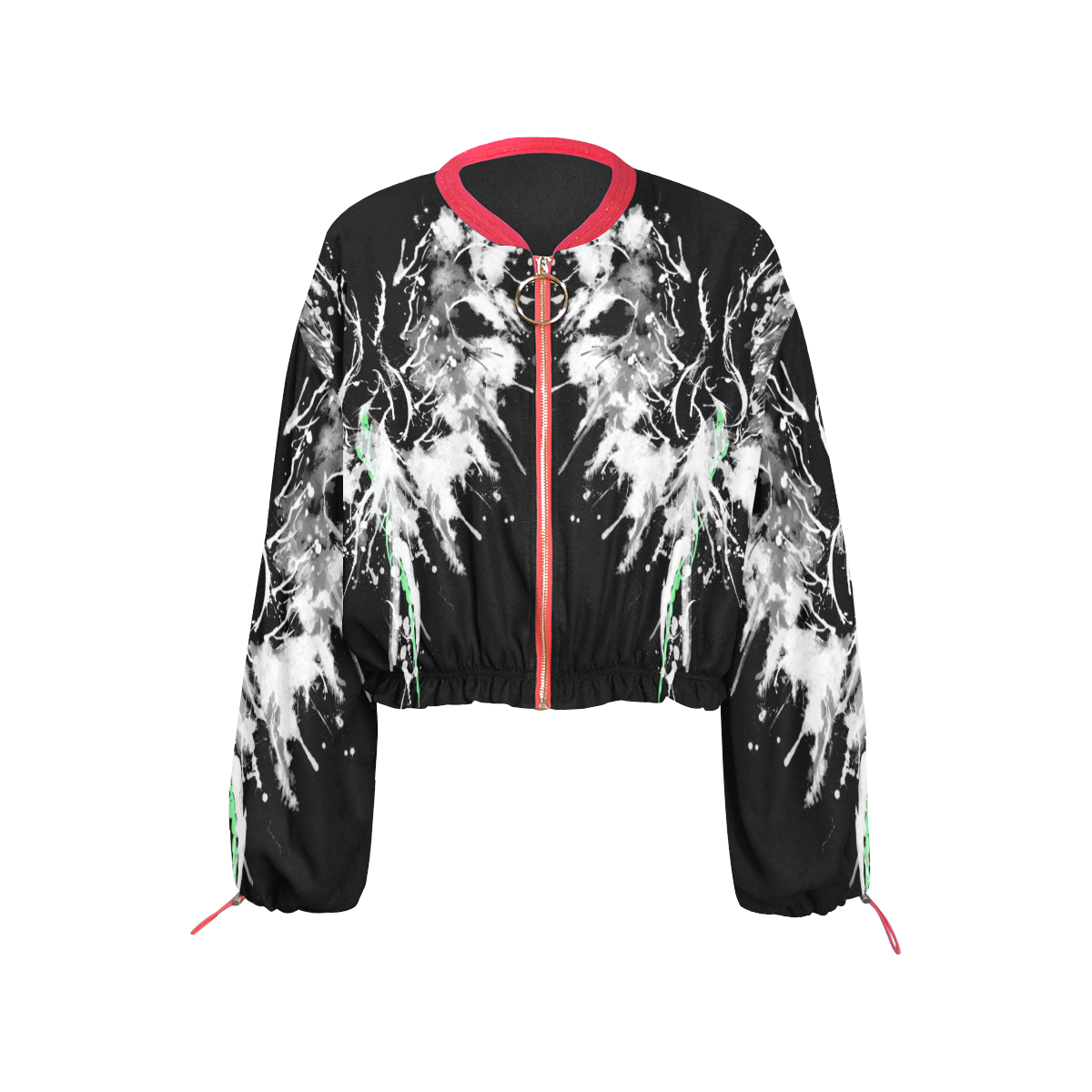 Phoenix - Abstract Painting Bird White 1 Cropped Chiffon Jacket for Women (Model H30)