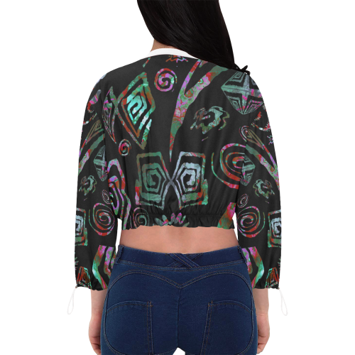 Tribal pattern Cropped Chiffon Jacket for Women (Model H30)