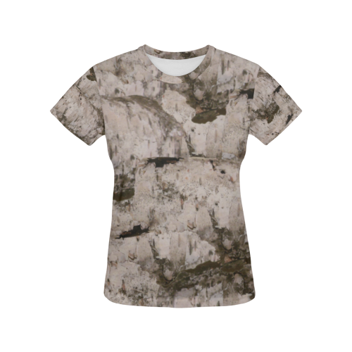 White Birch Bark All Over Print T-Shirt for Women (USA Size) (Model T40)