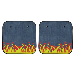 Fire and Flames With Denim Car Sun Shade 28"x28"x2pcs