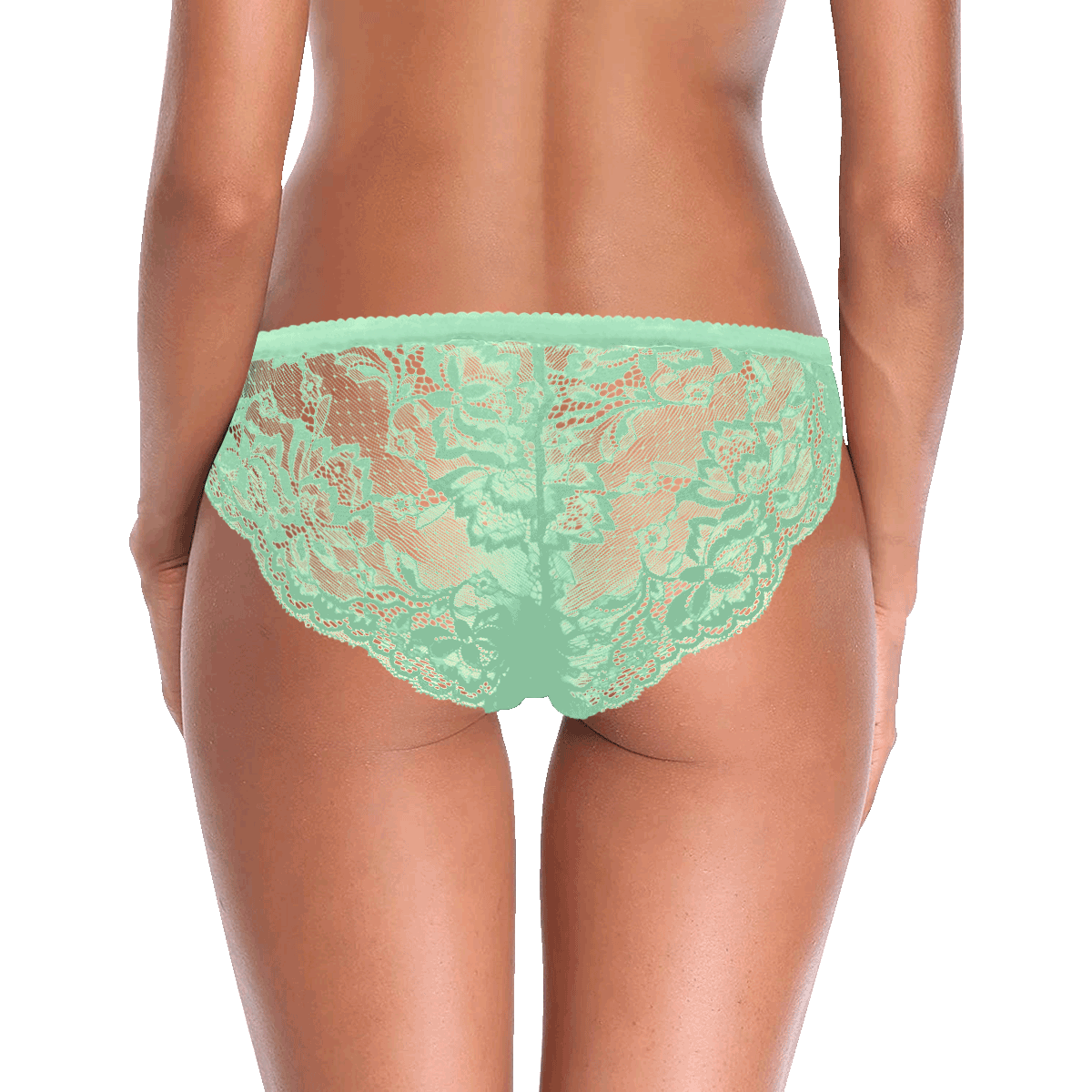 Pink And Green Floral Mint Green Women's Lace Panty (Model L41)