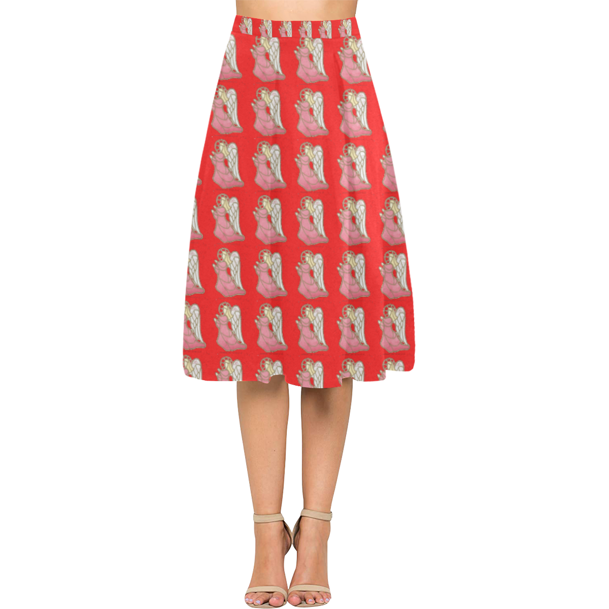 Red Christmas Angel Crepe Skirt Aoede Crepe Skirt (Model D16)