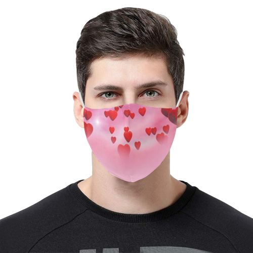 lovely romantic sky heart pattern for valentines day, mothers day, birthday, marriage - face mask 3D Mouth Mask with Drawstring (Pack of 3) (Model M04)