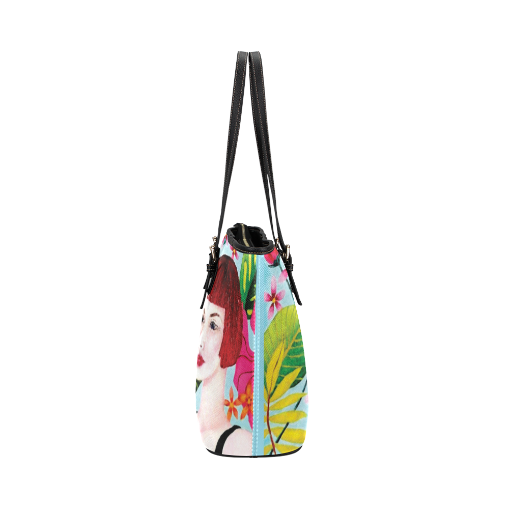 TROPICAL DREAMING Leather Tote Bag/Small (Model 1651)