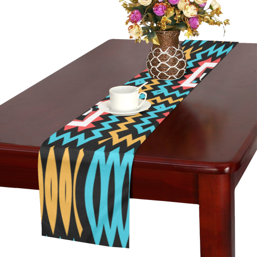 Shapes on a black background Table Runner 16x72 inch
