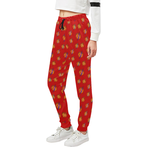 Basketball Lightning Bolts Sports on Red Unisex All Over Print Sweatpants (Model L11)