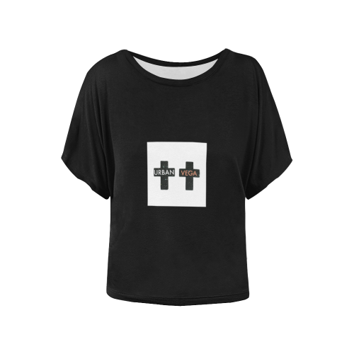 Black crosses with name logo Women's Batwing-Sleeved Blouse T shirt (Model T44)