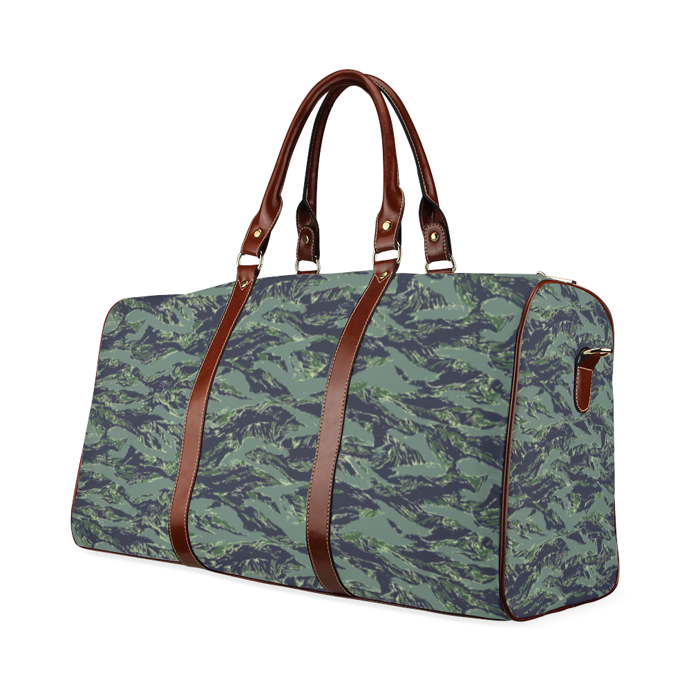 Jungle Tiger Stripe Green Camouflage Waterproof Travel Bag/Large (Model 1639)