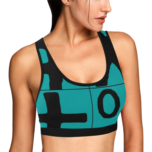 NUMBERS Collection Symbols Teal 1 Women's All Over Print Sports Bra (Model T52)