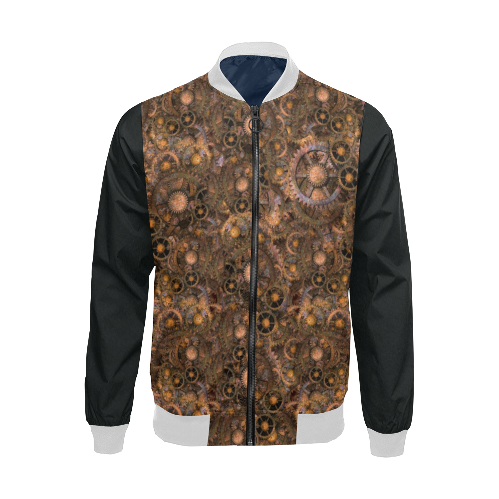 Steampunk Cogs Sizes 3XL & 4XL All Over Print Bomber Jacket for Men/Large Size (Model H19)