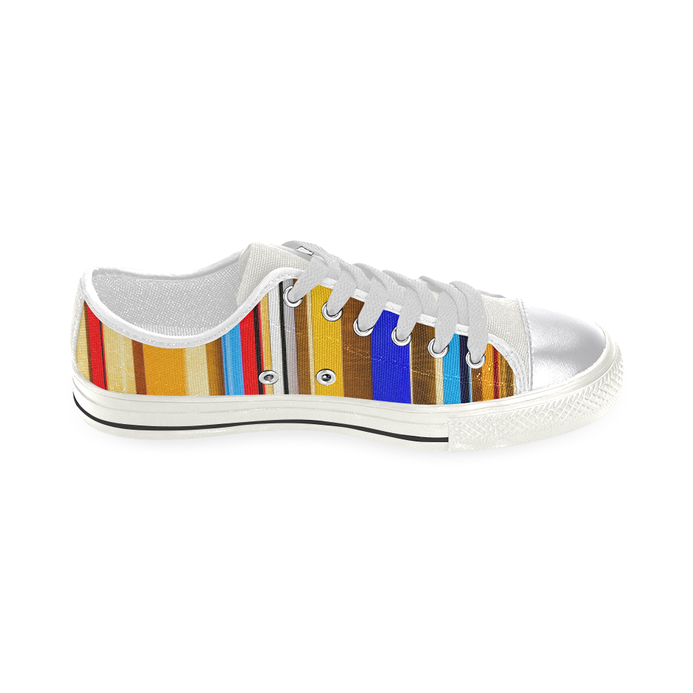 Colorful abstract pattern stripe art Canvas Women's Shoes/Large Size (Model 018)