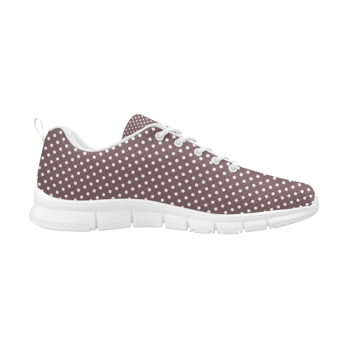 Chocolate brown polka dots Women's Breathable Running Shoes/Large (Model 055)