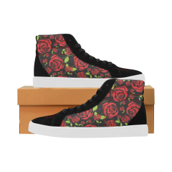 Red Roses on Black Capricorn High Top Casual Shoes for Men (Model 037)