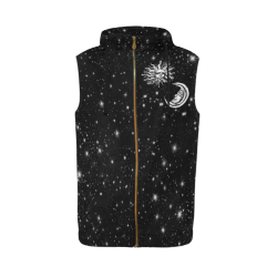 Mystic  Moon and Sun All Over Print Sleeveless Zip Up Hoodie for Men (Model H16)