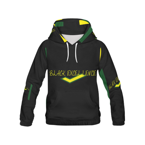 Black Excellence black green and yellow Hoodie All Over Print Hoodie for Men/Large Size (USA Size) (Model H13)