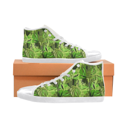 Tropical Jungle Leaves Camouflage High Top Canvas Kid's Shoes (Model 002)