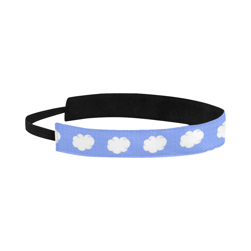 Clouds and Polka Dots on Blue Sports Headband
