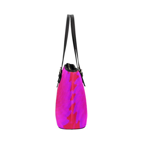 Pink spiral flower Leather Tote Bag/Large (Model 1651)