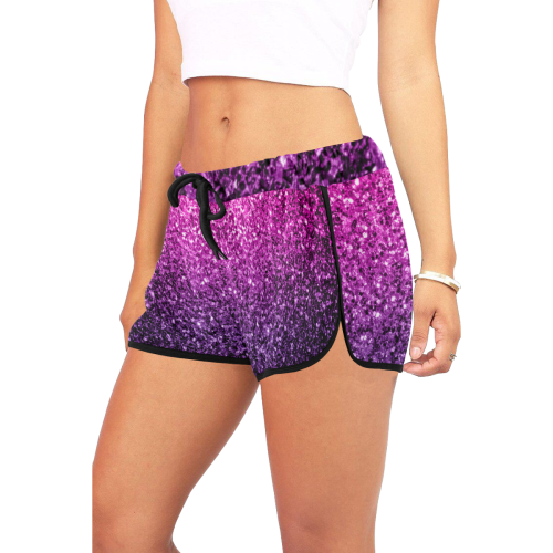 Beautiful Purple Pink Ombre glitter sparkles Women's All Over Print Relaxed Shorts (Model L19)