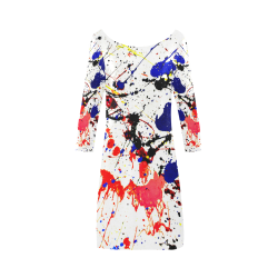 Blue & Red Paint Splatter Bateau A-Line Skirt (D21)