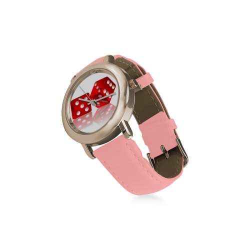 Las Vegas Craps Dice Women's Rose Gold Leather Strap Watch(Model 201)