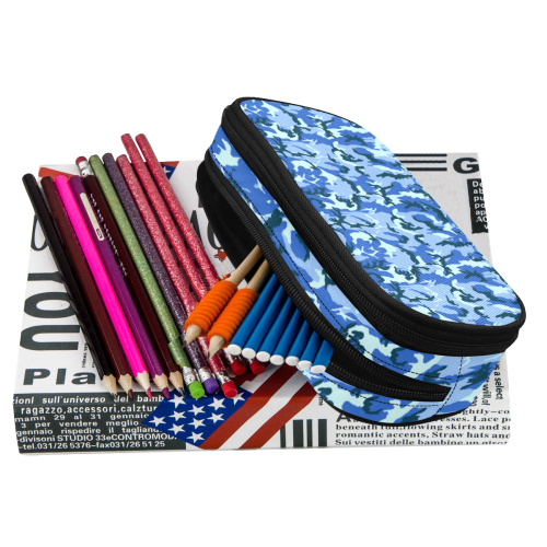 Woodland Blue Camouflage Pencil Pouch/Large (Model 1680)