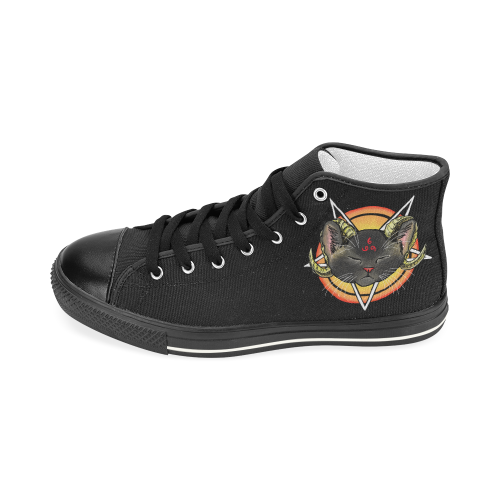666 Kitty Women's Classic High Top Canvas Shoes (Model 017)