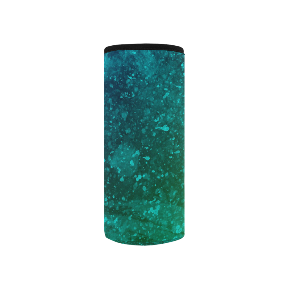 Blue and Green Abstract Neoprene Water Bottle Pouch/Small
