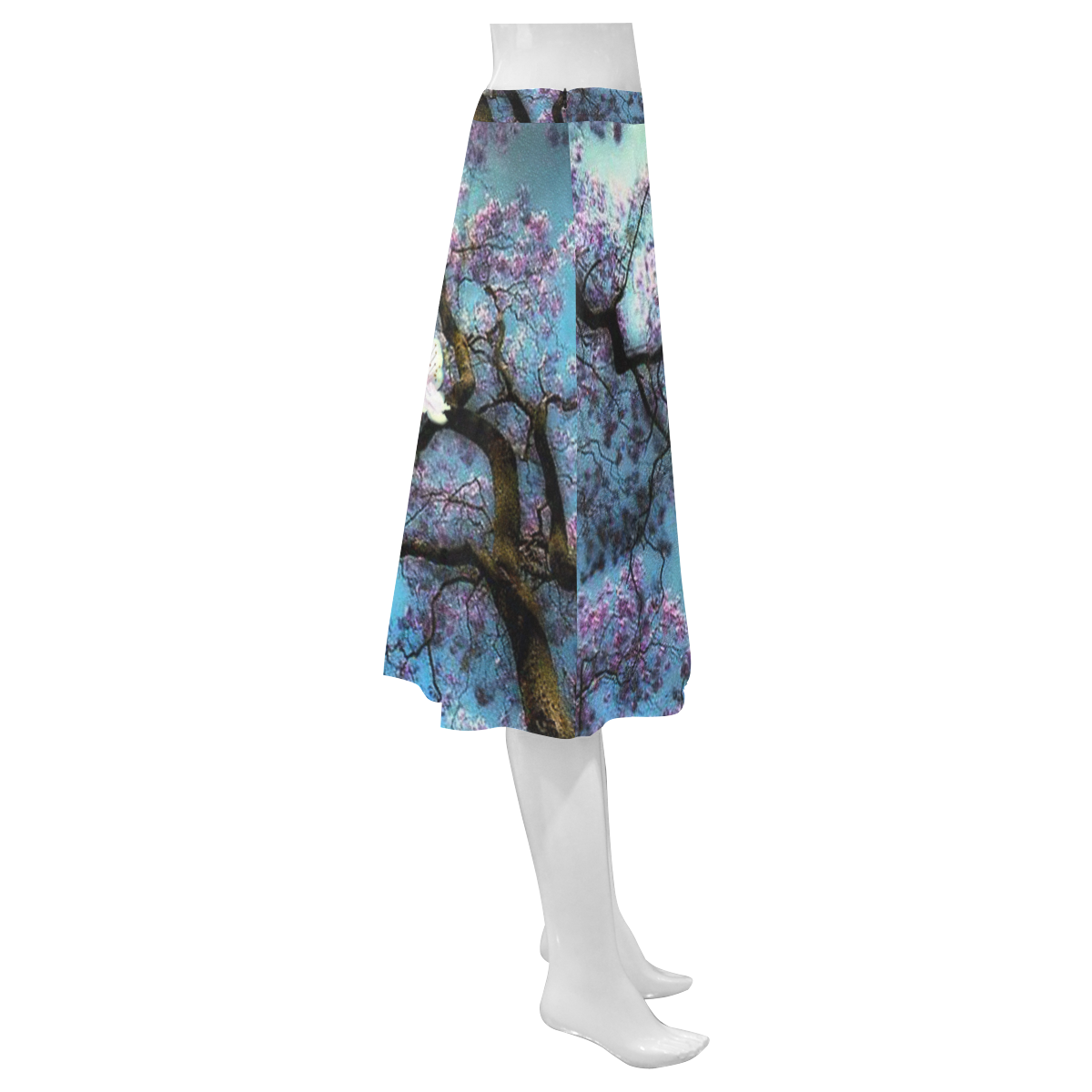 Cherry blossomL Mnemosyne Women's Crepe Skirt (Model D16)