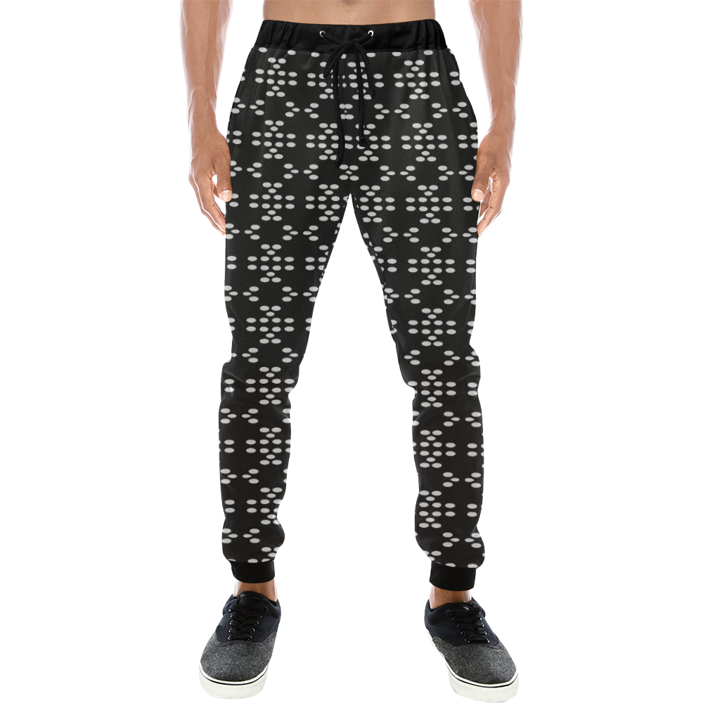 black an white dots Men's All Over Print Sweatpants/Large Size (Model L11)