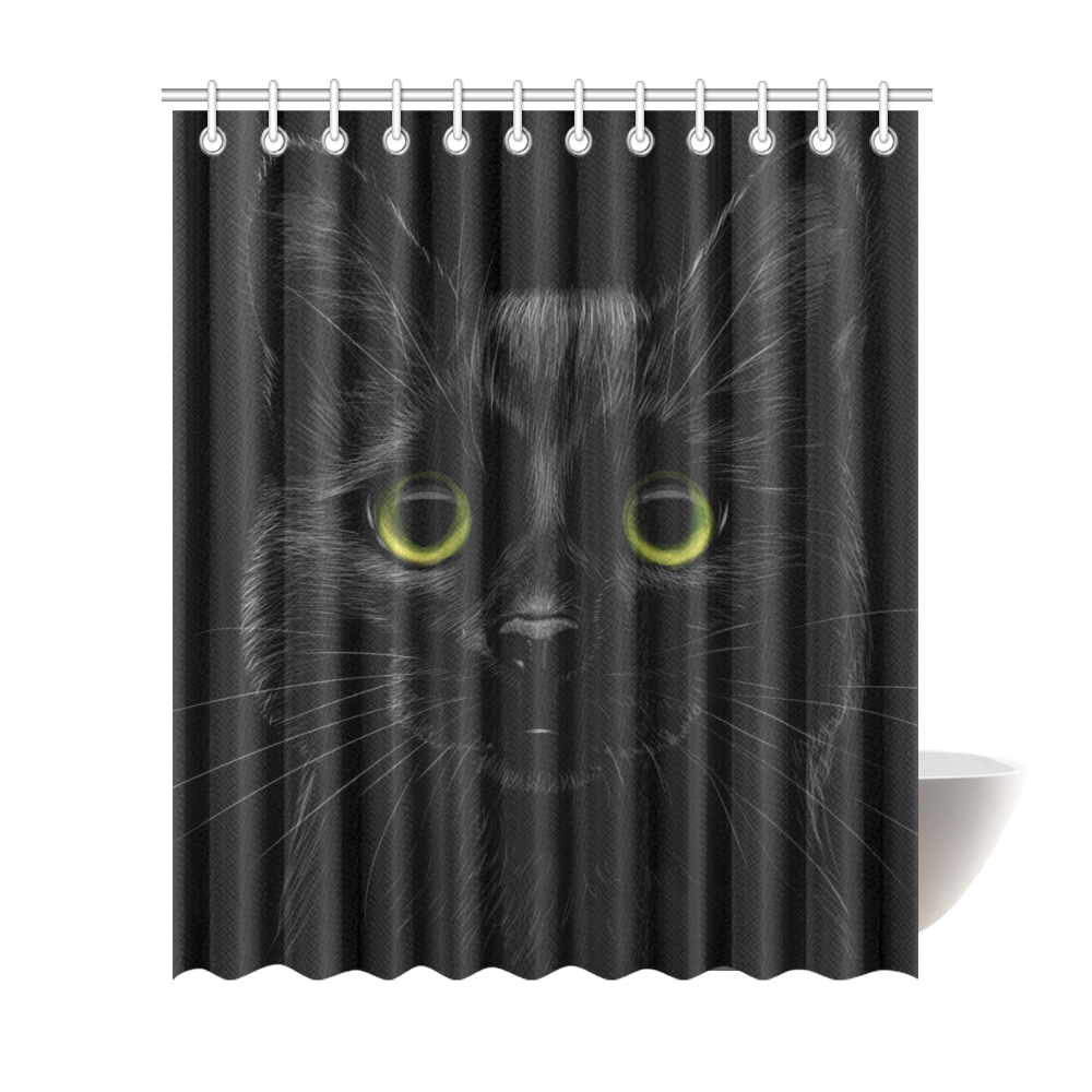 Black Cat Shower Curtain 72"x84"