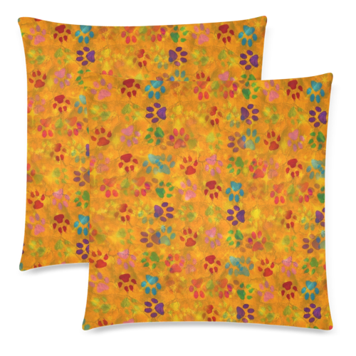 Paws Pattern by K.Merske Custom Zippered Pillow Cases 18"x 18" (Twin Sides) (Set of 2)