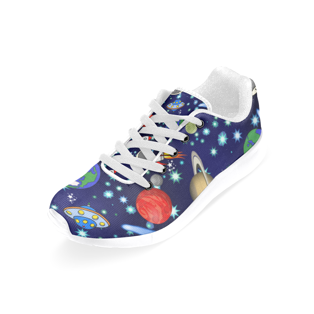 Galaxy Universe - Planets,Stars,Comets,Rockets (White Laces) Men's Running Shoes/Large Size (Model 020)