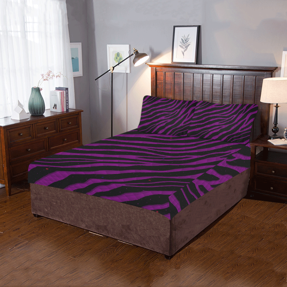 Ripped SpaceTime Stripes - Purple 3-Piece Bedding Set