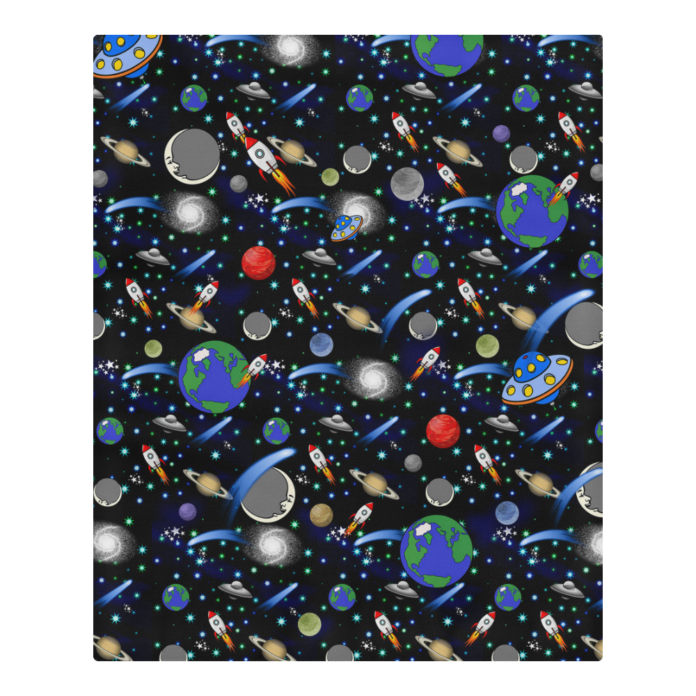 Galaxy Universe - Planets,Stars,Comets,Rockets 3-Piece Bedding Set