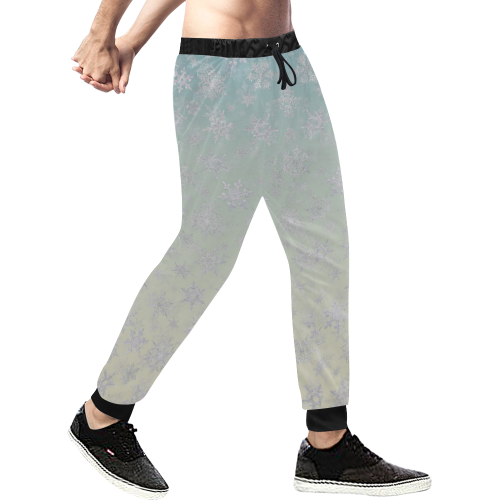 Frosty Day Snowflakes on Misty Sky Men's All Over Print Sweatpants (Model L11)