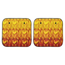 Hot Fire and Flames Illustration Car Sun Shade 28"x28"x2pcs
